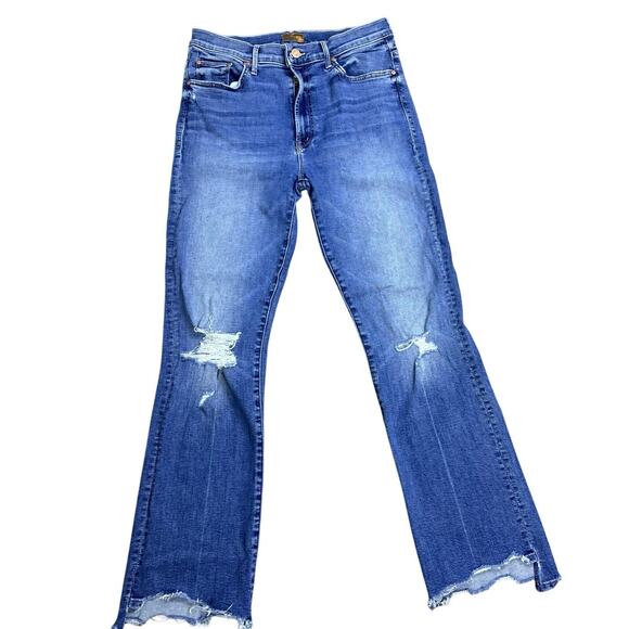 Mother The Insider Crop Step Chew Jeans Women’s Size 30 Distressed Raw Hem - Picture 1 of 11
